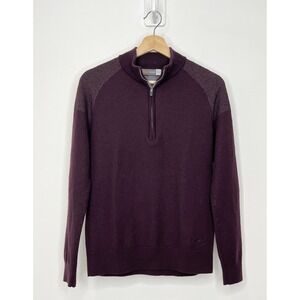 KJUS Merino Kulm 1/2 Zip Sweater Mens Medium Maroon Wool Blend Golf Pullover